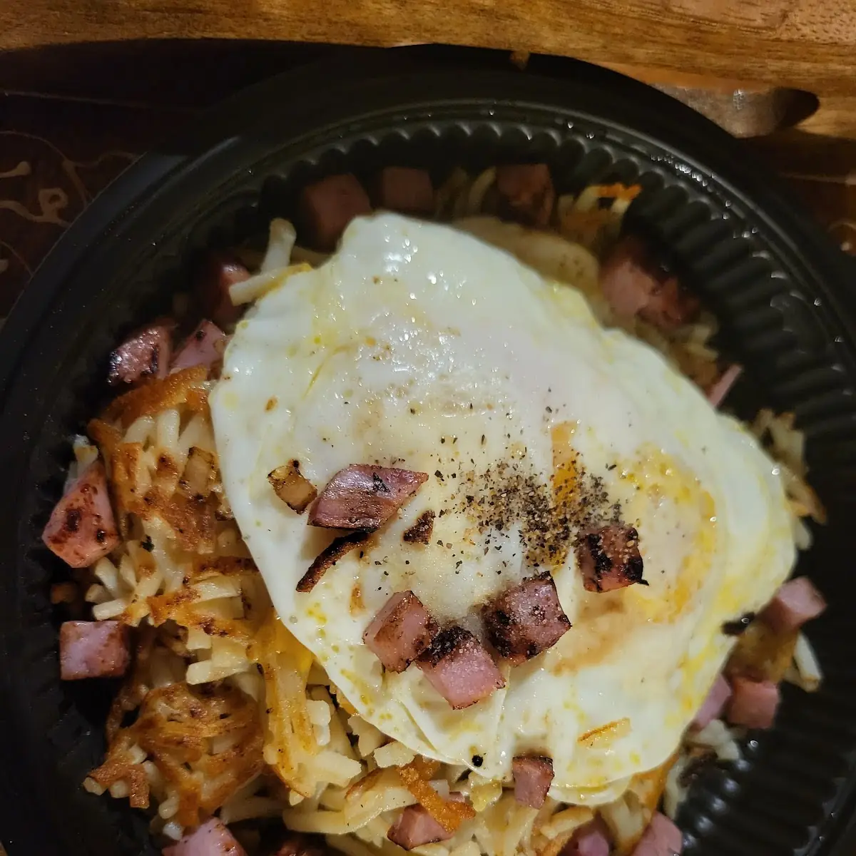 Ham Egg and Cheese Hash Brown Bowl