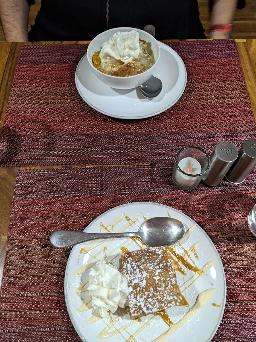 Peach Cobbler and Hot Bread Pudding