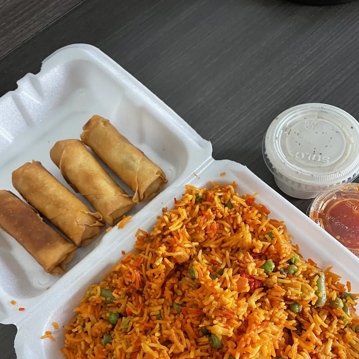Veg Biryani Veg Spring Rolls