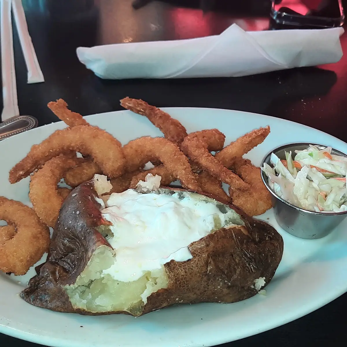 Crispy Shrimp with Baked Potatoes