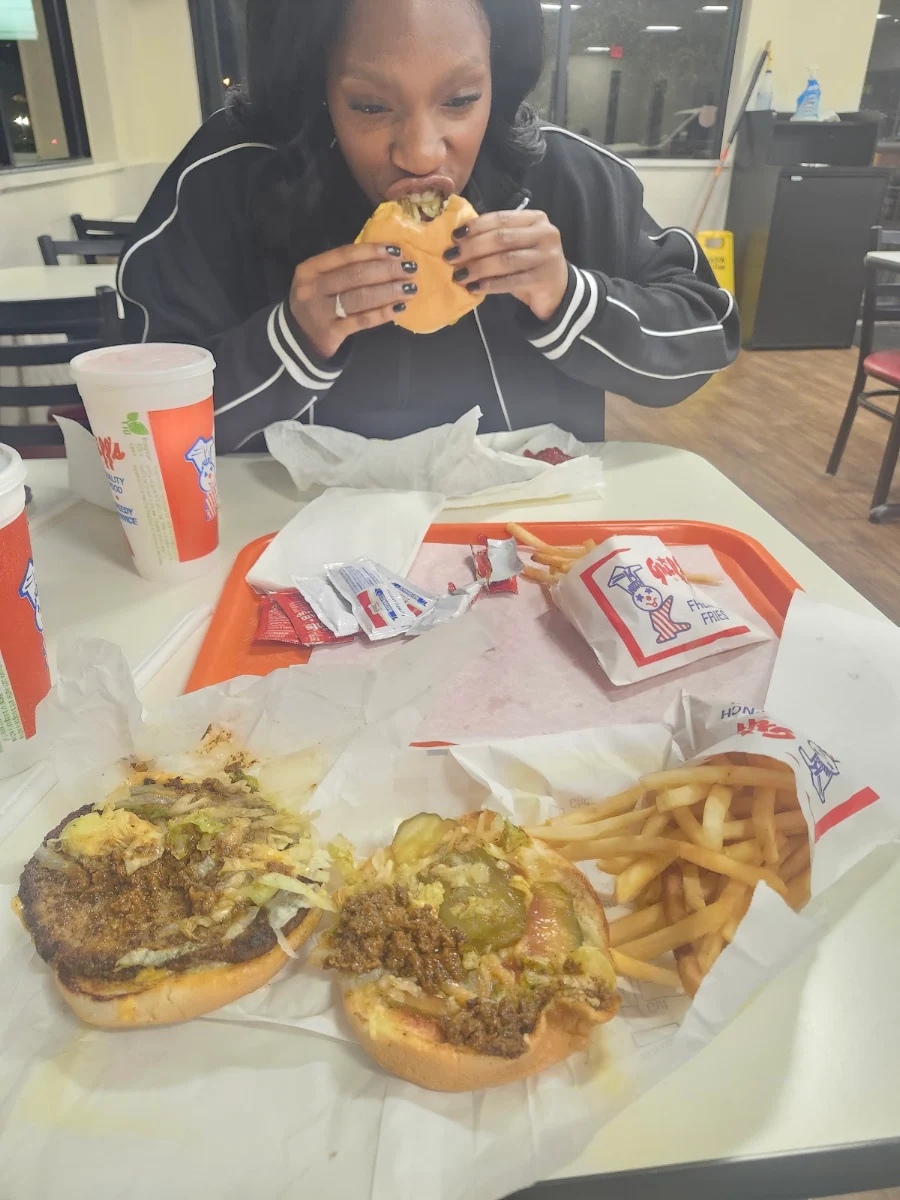 Cheese Burger Fries and a Drink