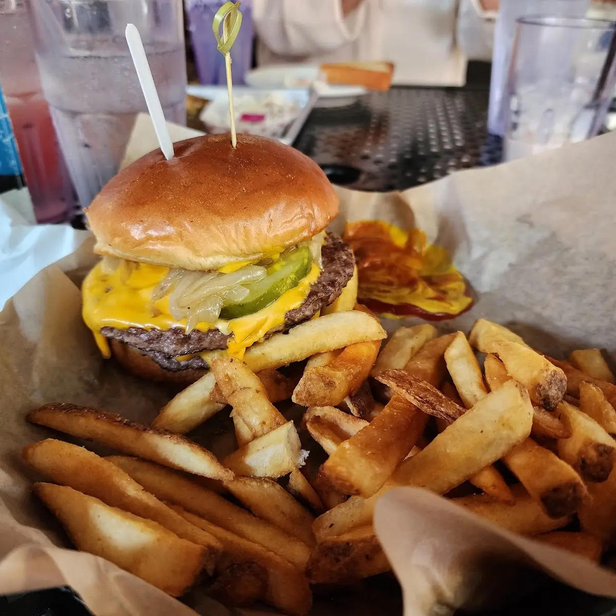 Juicy Burger with Crispy Fries
