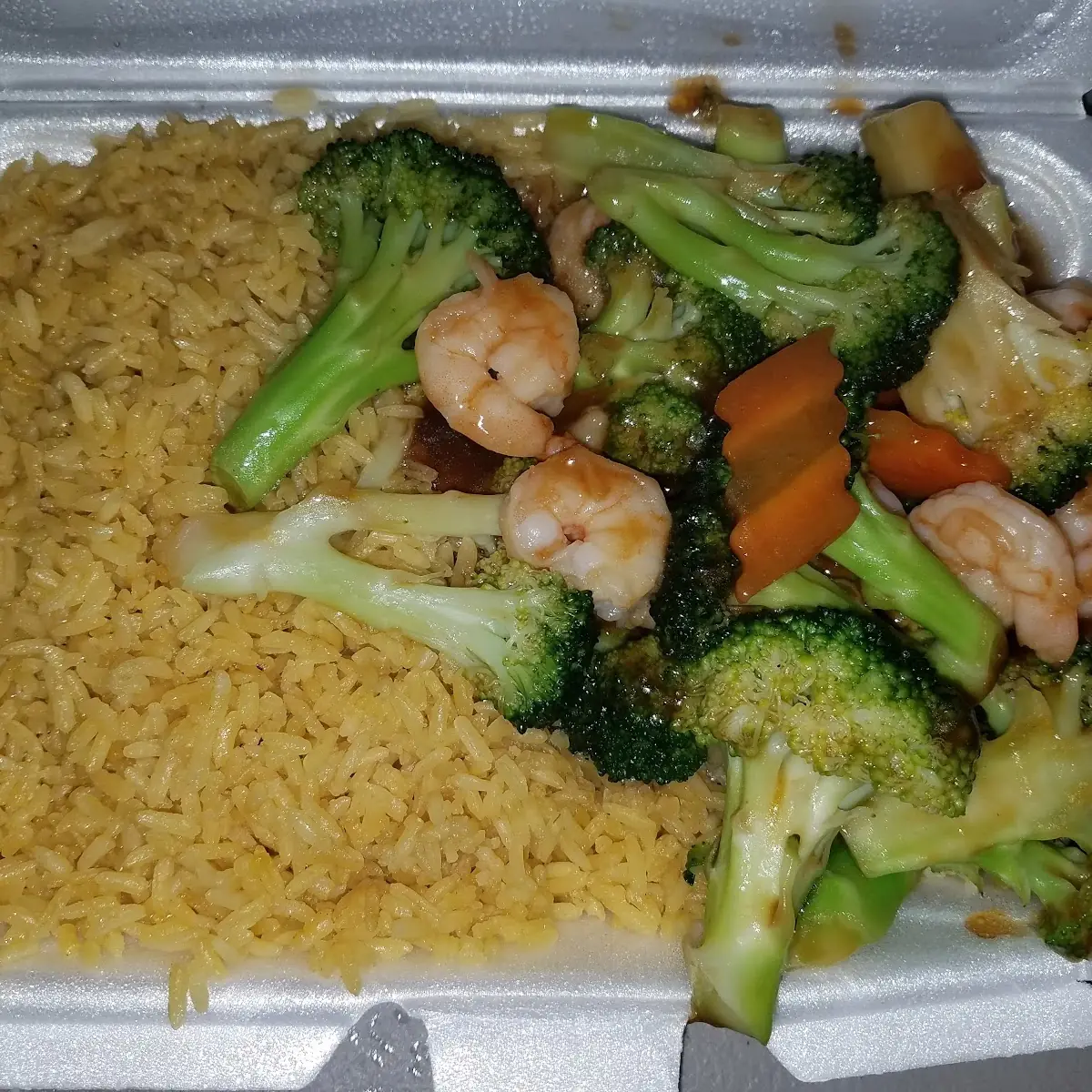 Shrimp and Broccoli with Fried Rice