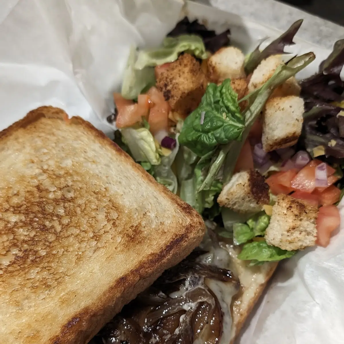 Patty Melt Sandwich and Salad