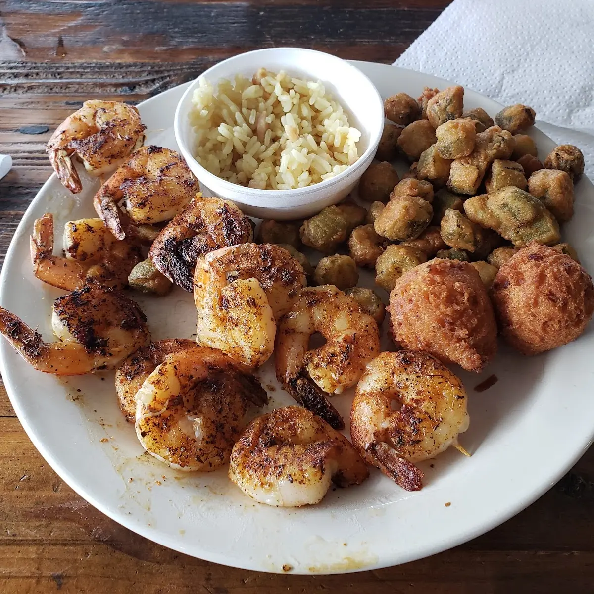Grilled Shrimp Fried and Rice Pilaf