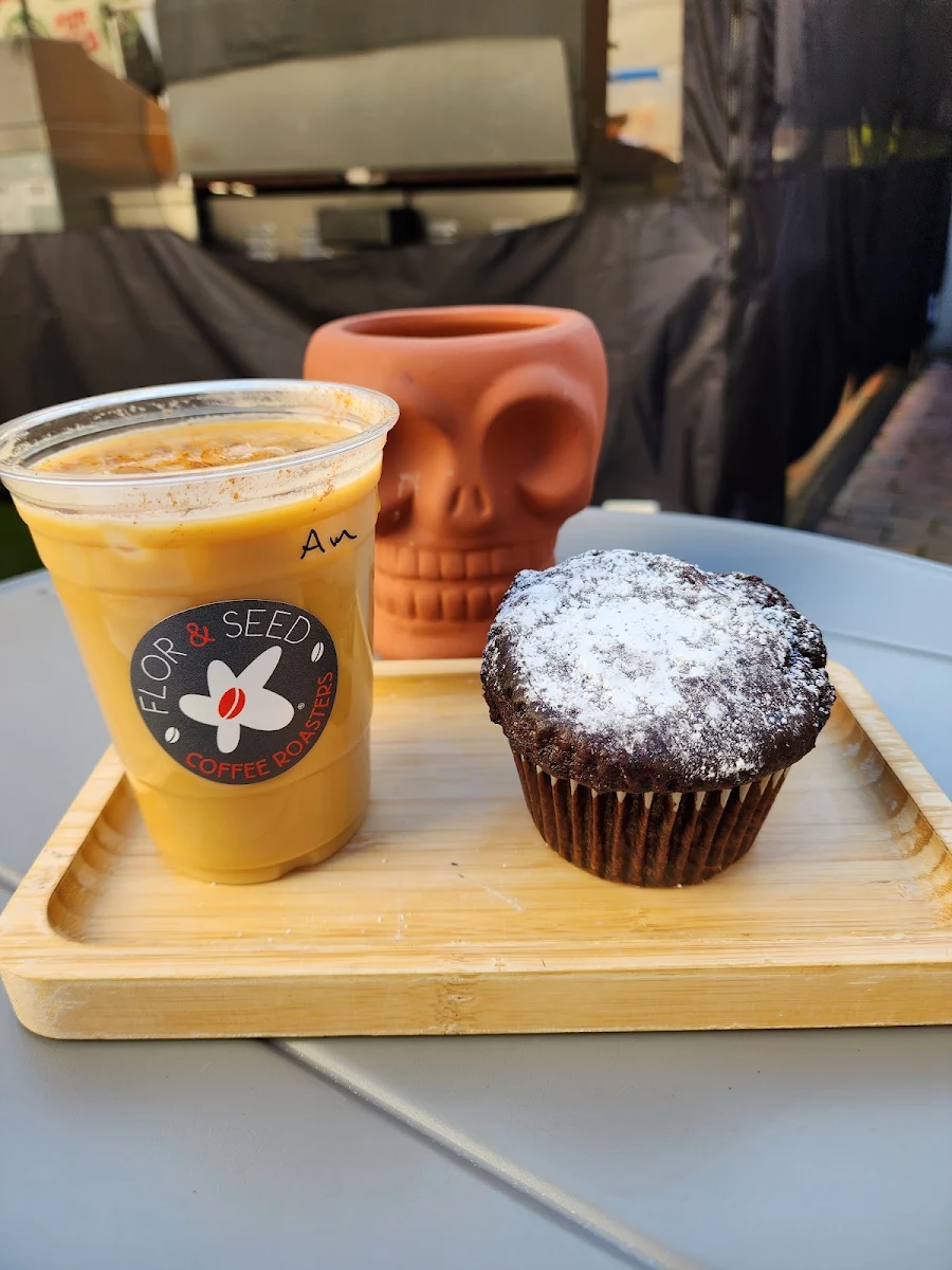 Iced Americano and Chocolate Muffin