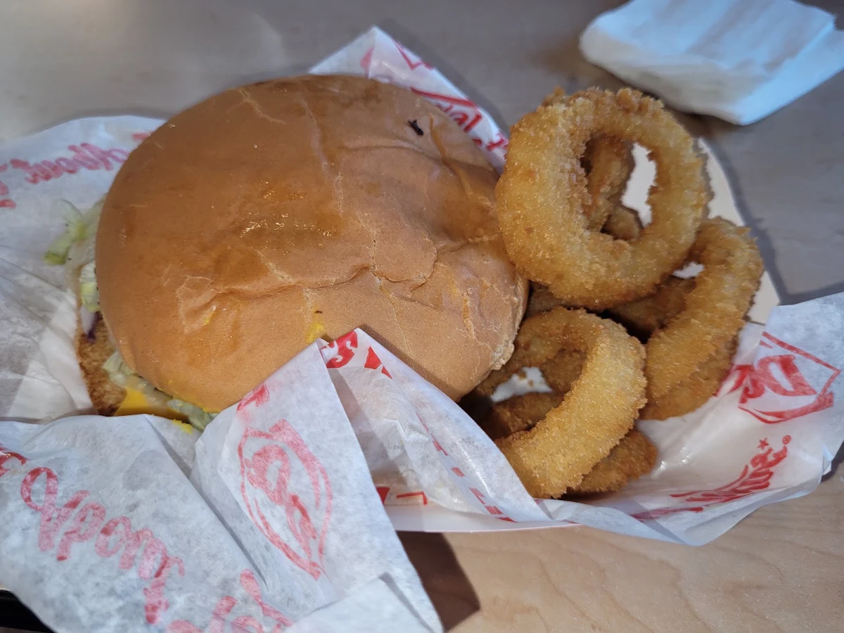 Double Cheese Burger with Onion Rings from Dairy Queen Boca Chica