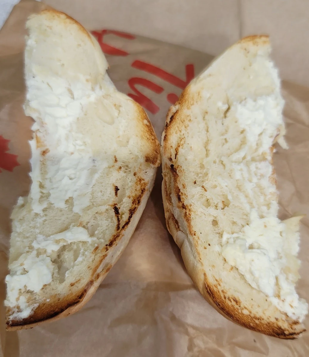 Bagel Toasted with Plain Cream and Chees, Tim Hortons