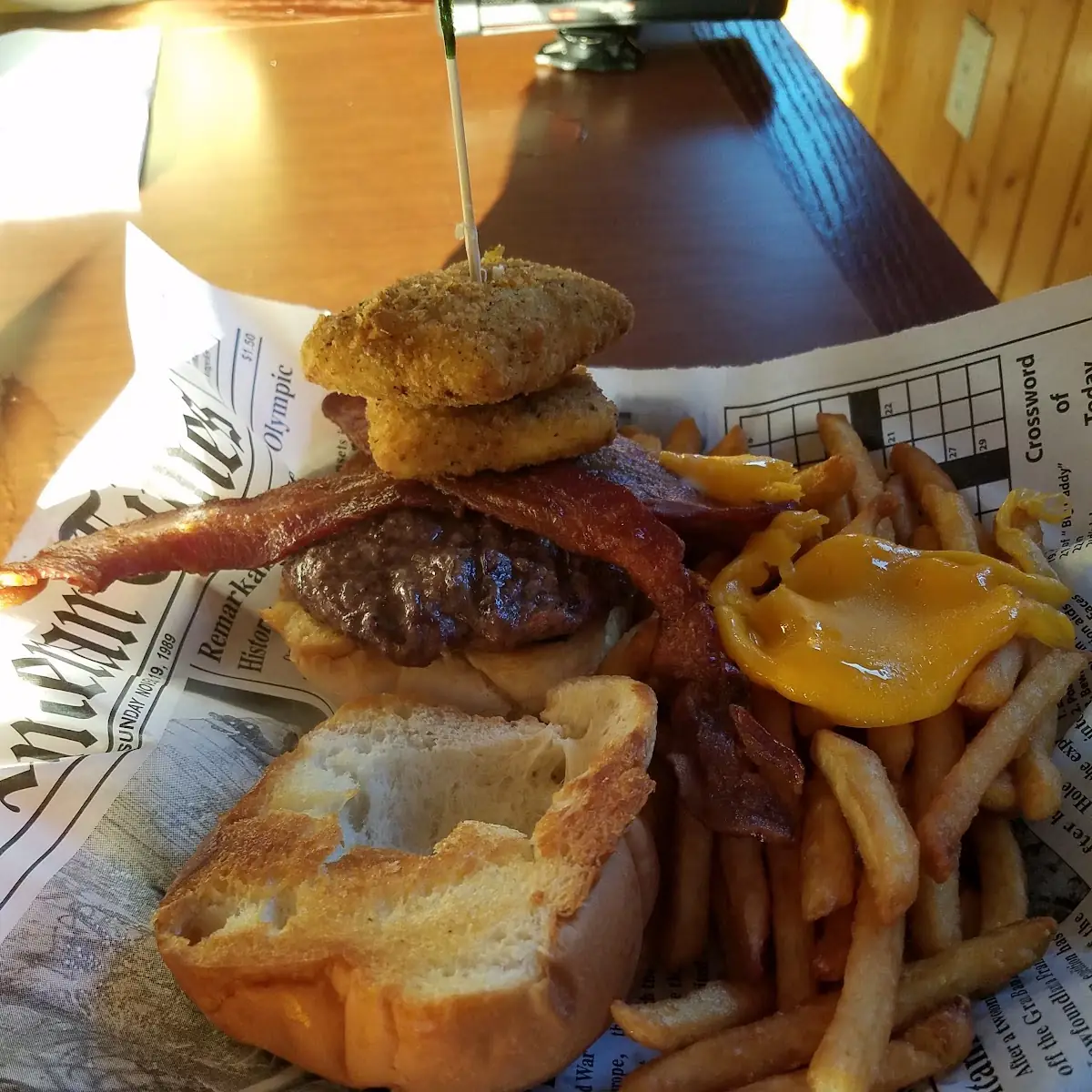 Bacon Cheeseburger with Beer Fries