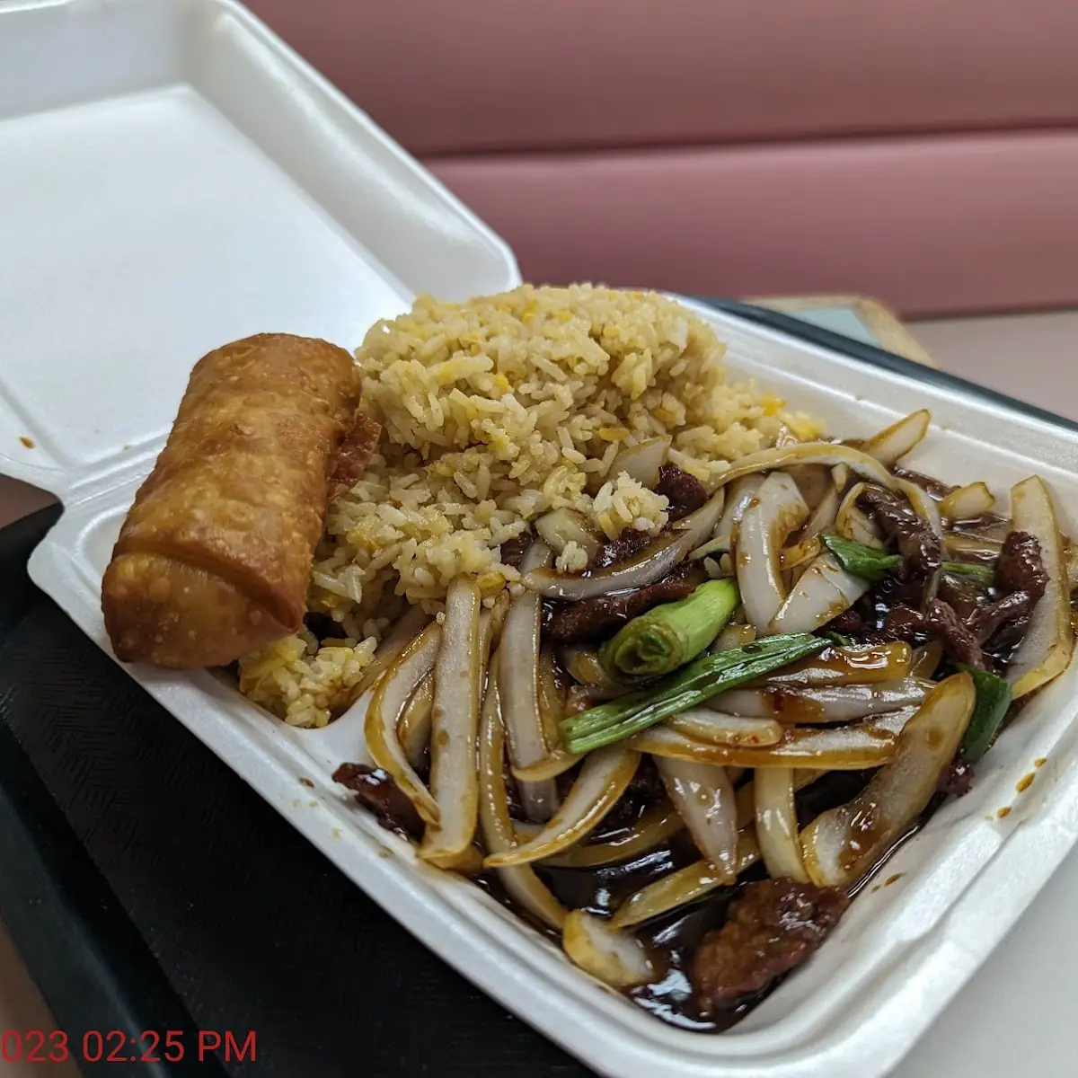 Mongolian Beef w Egg Roll