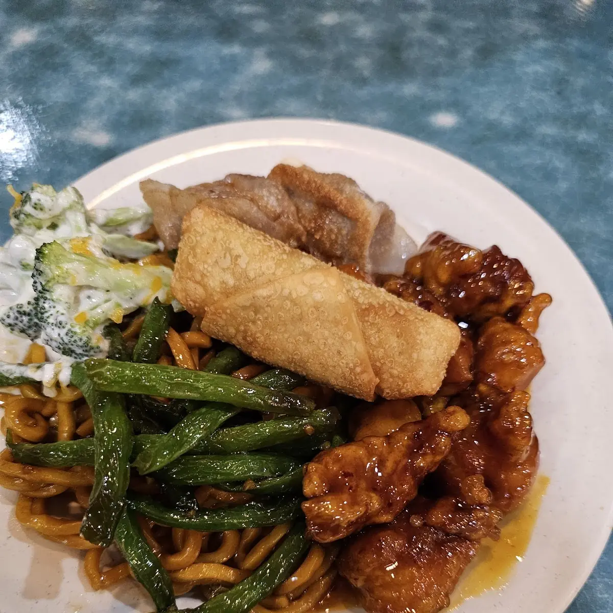 Egg Roll and Chicken Chow Mein