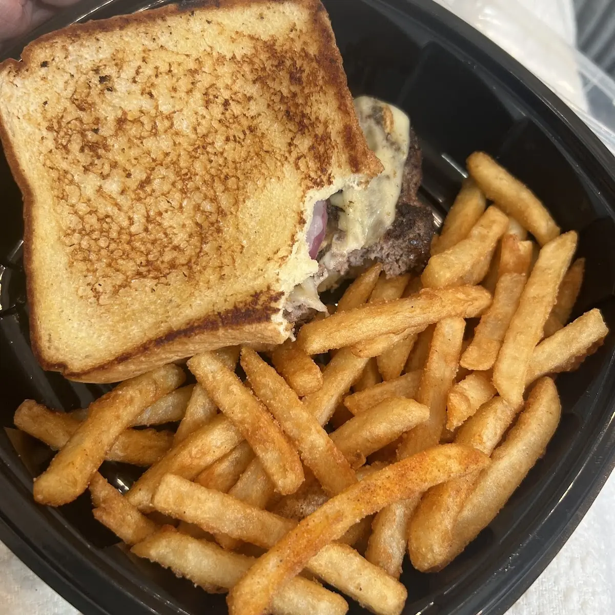 Mushroom Swiss Burger with Fries