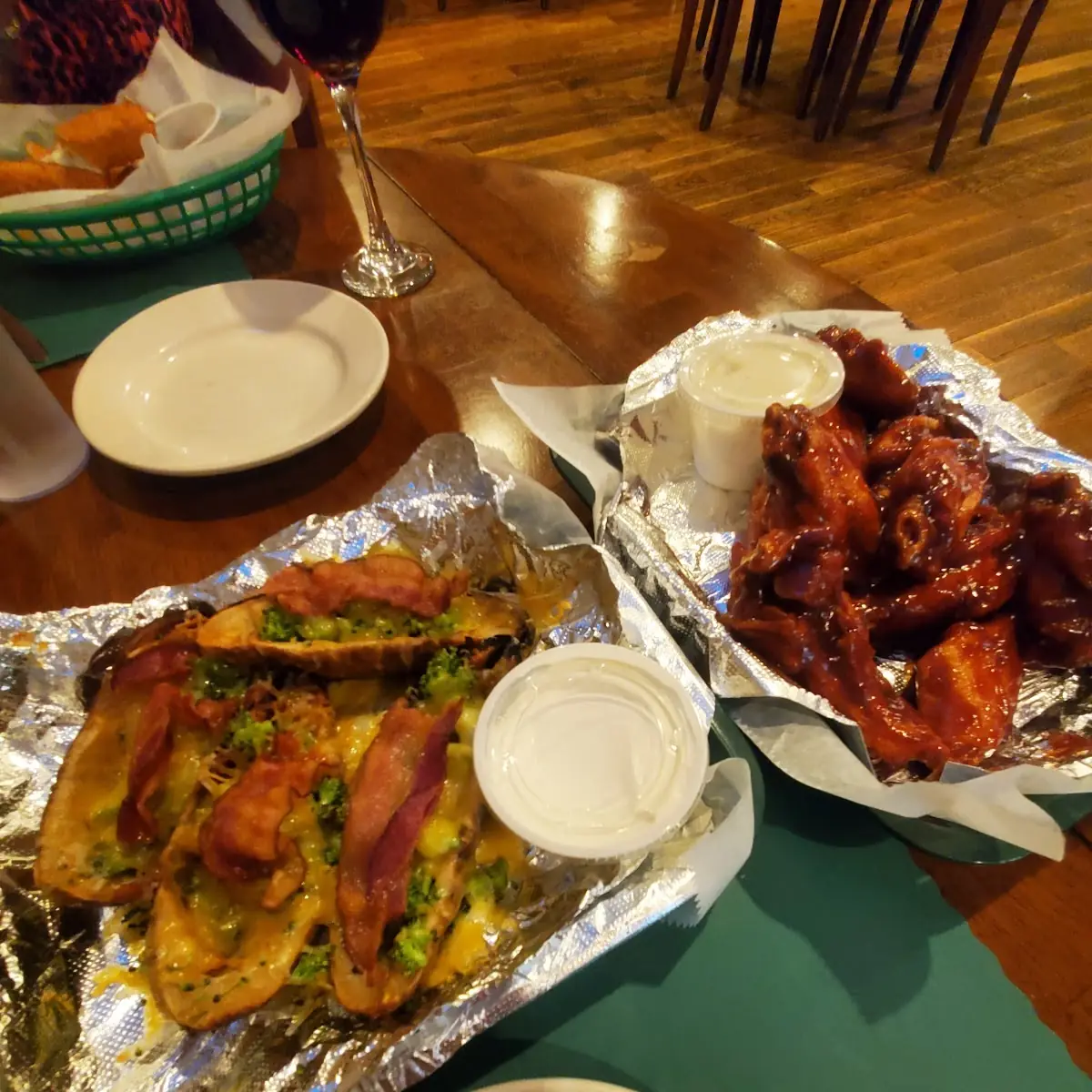 Potato Skins and BBQ Wings