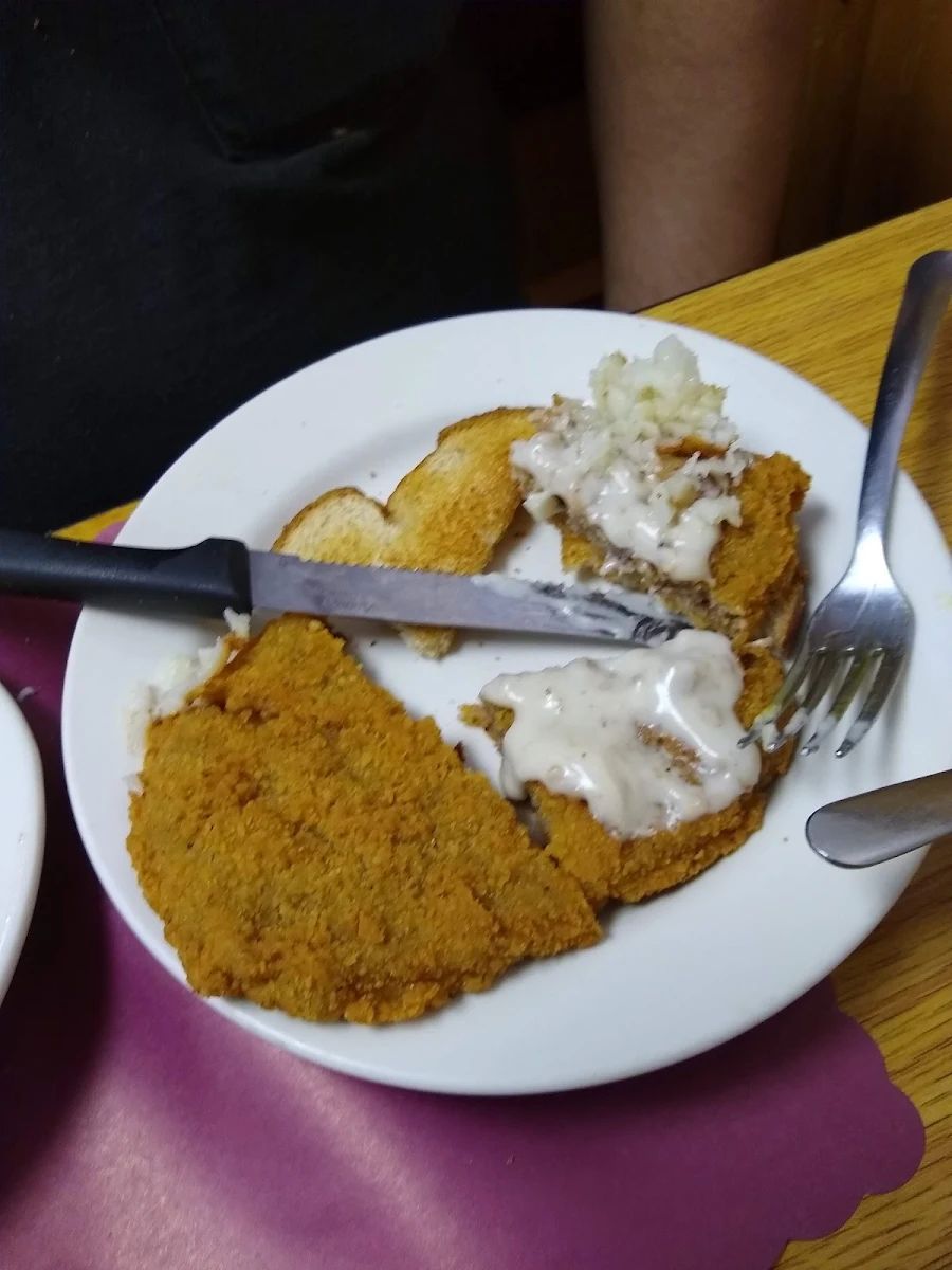 Country Fried Steak Sausage Gravy hf and 2 Eggs