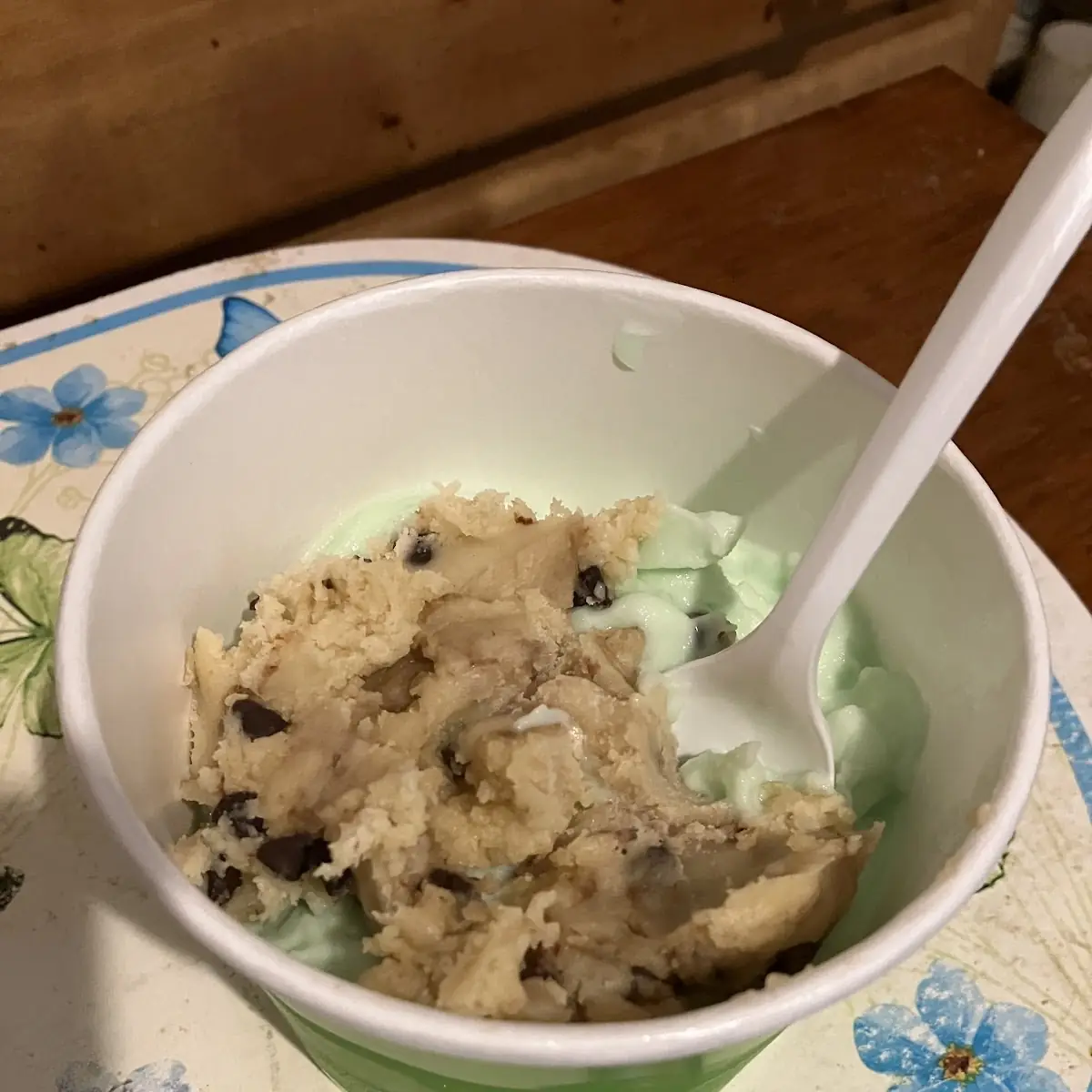Pistachio Yogurt with Chocolate Chip Cookie Dough