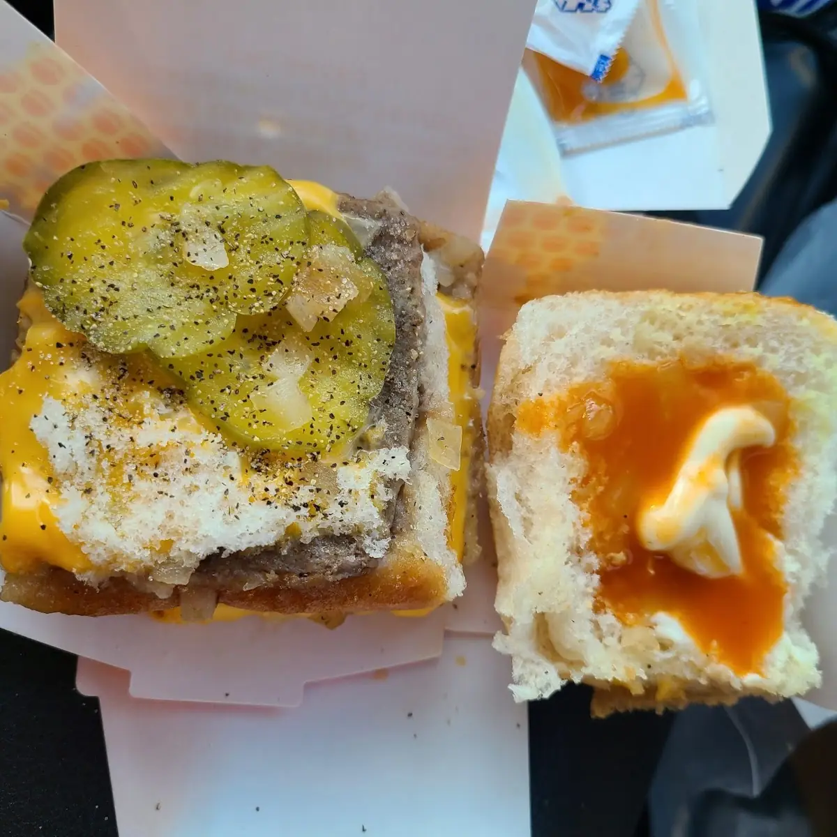 Double Cheeseburger Well Done w Extra Pickle