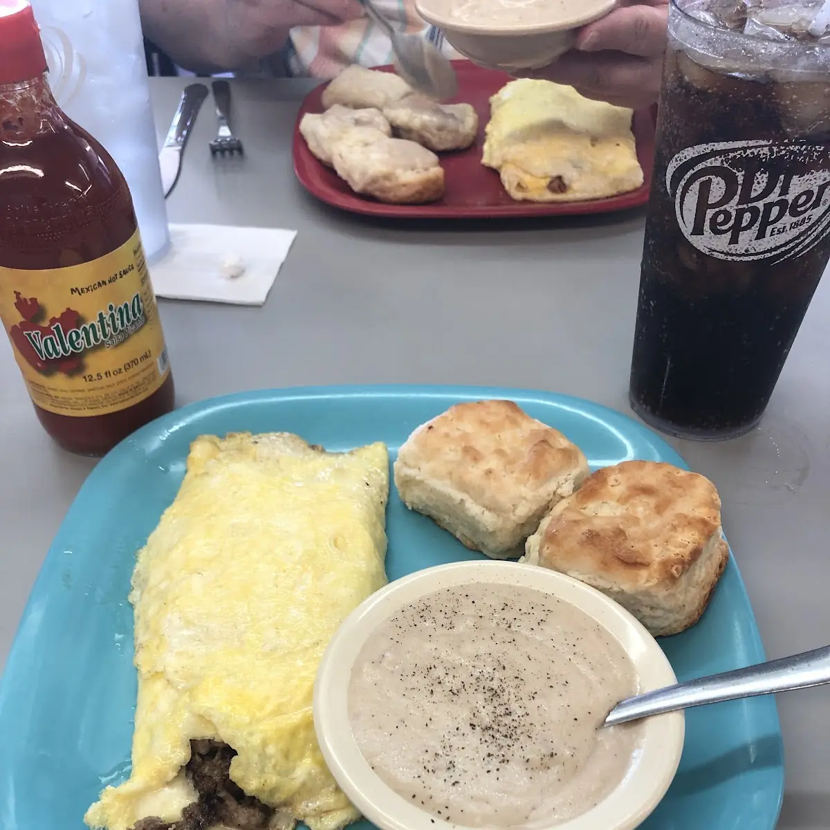 Philly Cheese Steak Omelette with Biscuits and Gravy