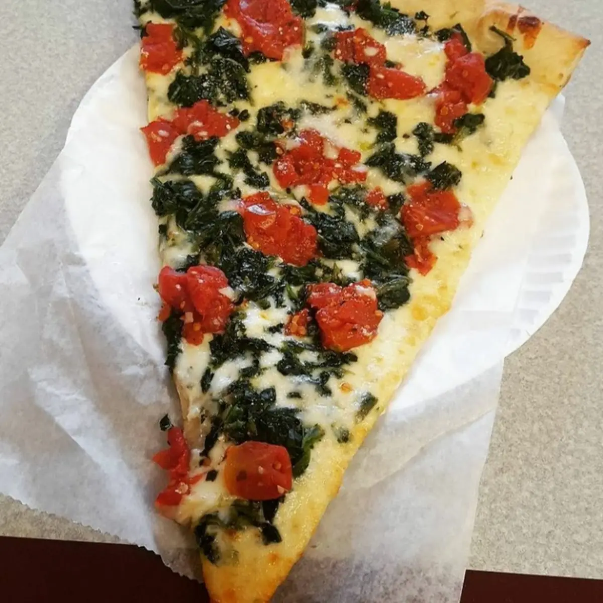 Pizza Slice with Spinach and Tomato