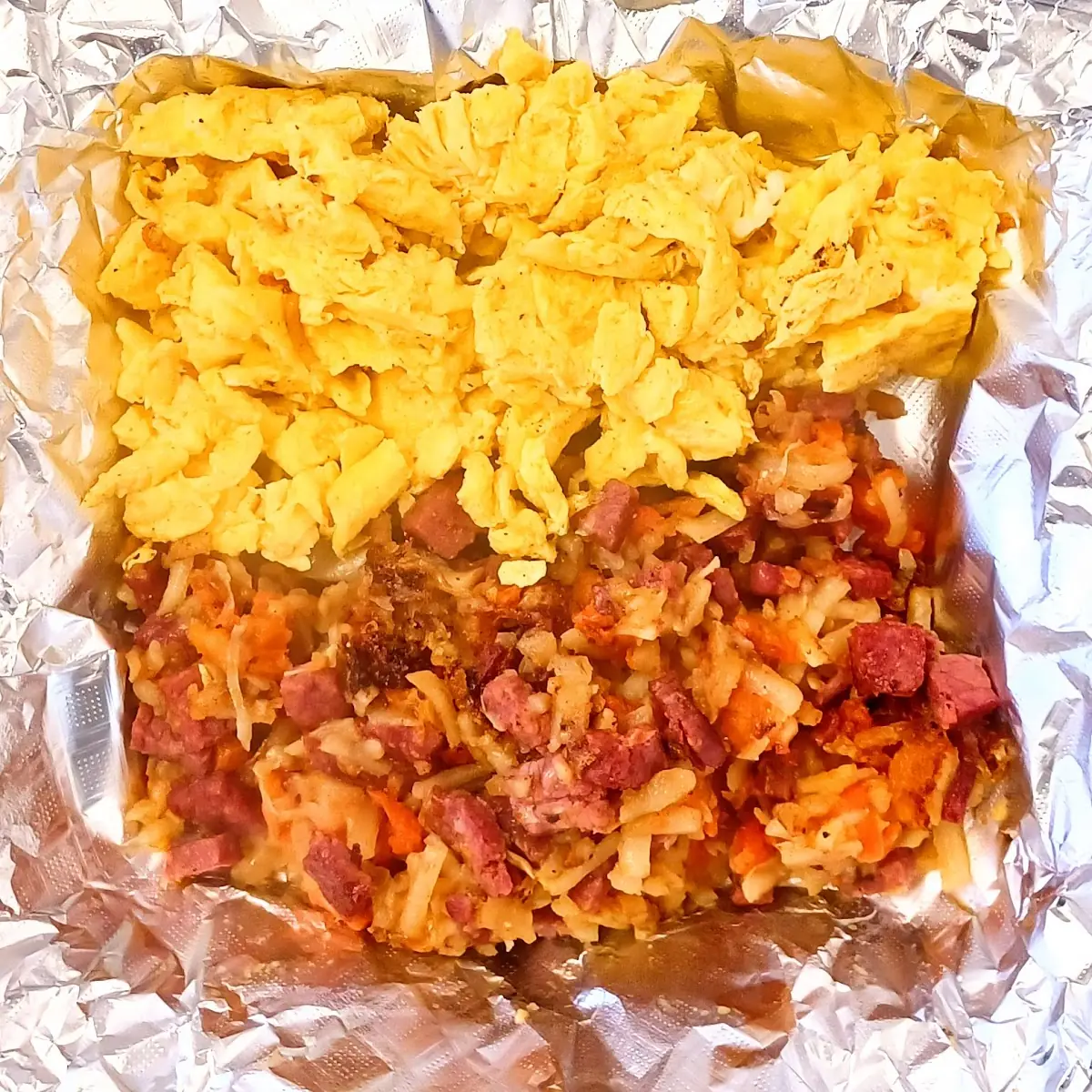 Scrambled Eggs and Corned Beef Hash
