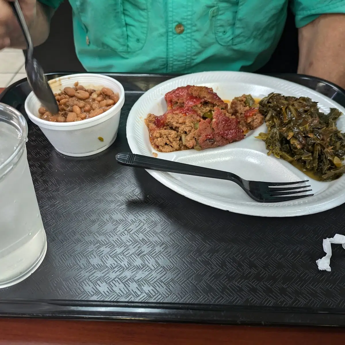 Meatloaf Greens and Pinto Beans