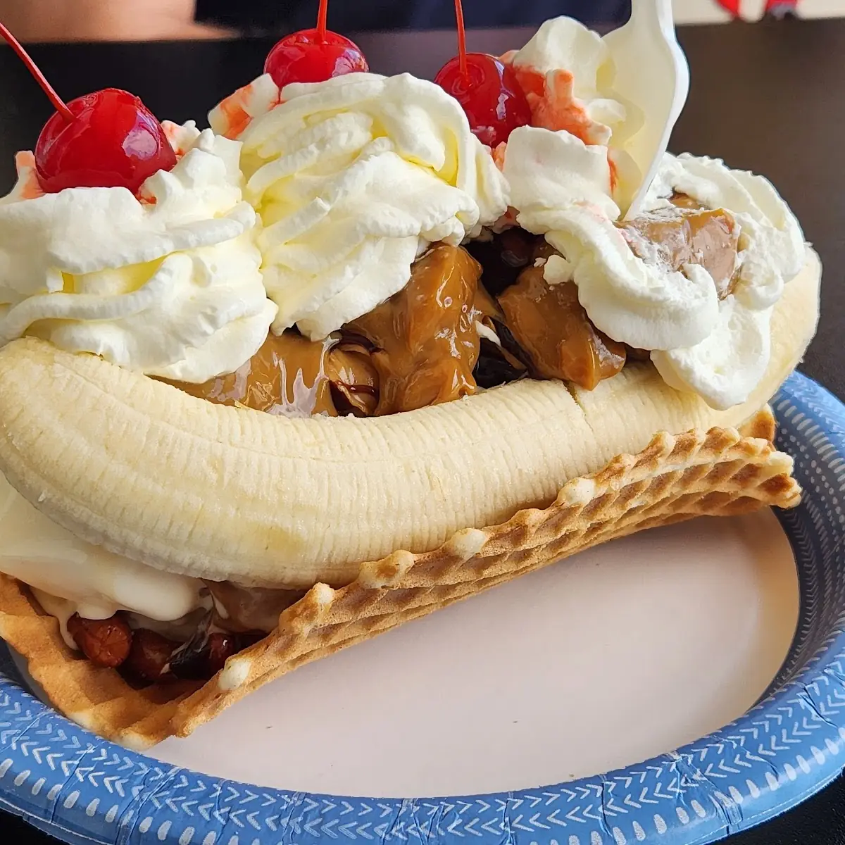 Banana Split Waffle Bowl Sundae