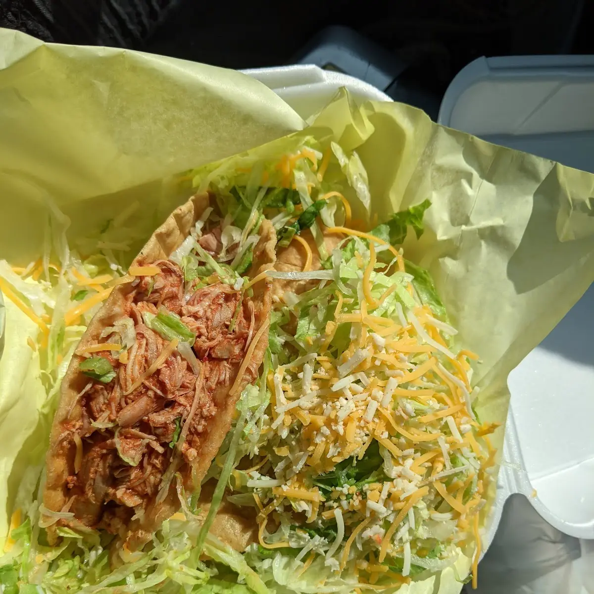 Beef Taco Tostada & 2 Roll Tacos