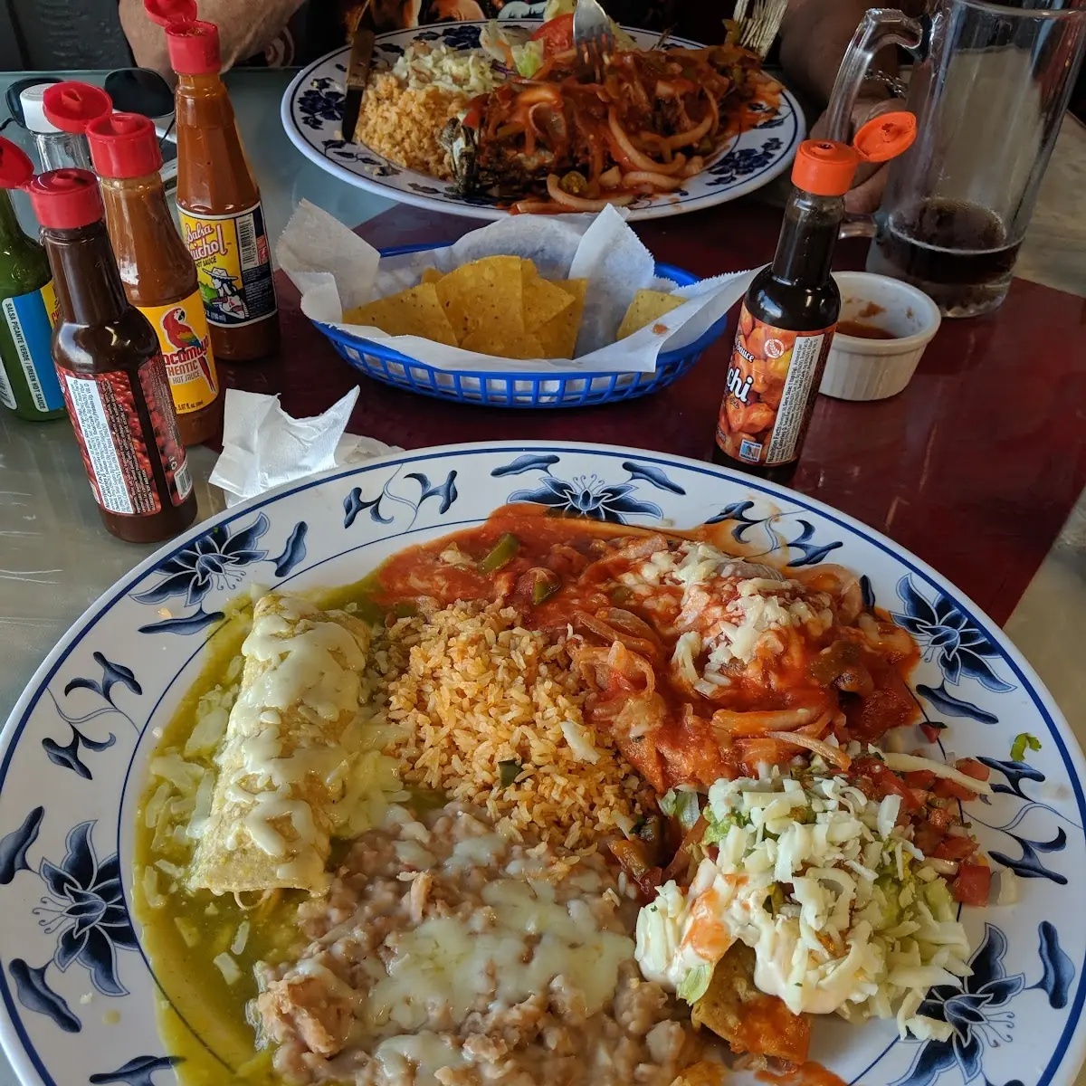 Combo Plate with Chicken Flauta Green Chicken Enchilada and Chile Relleno