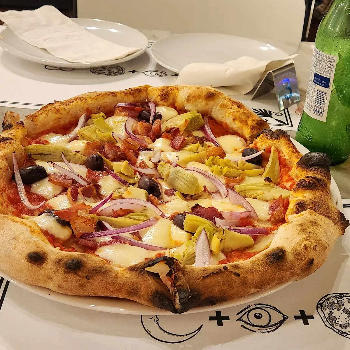 Veggie Pizza with Added Bacon