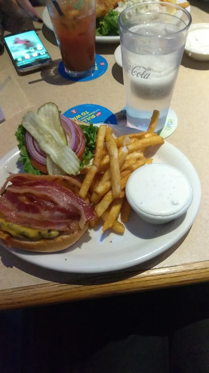 Bacon Cheddar Burger and Fries