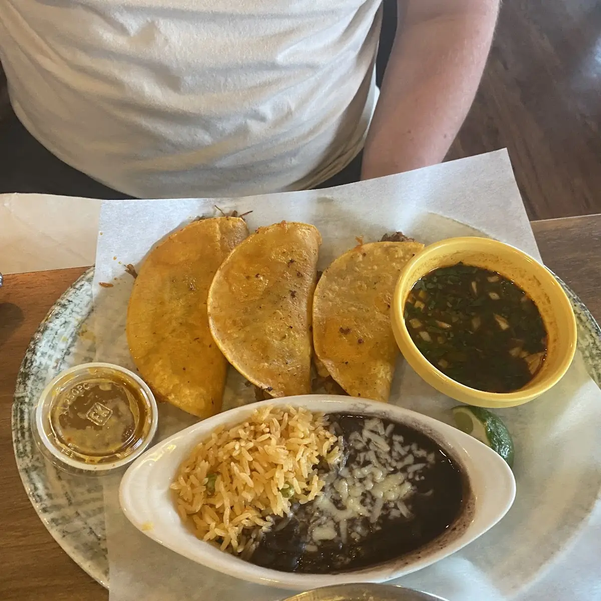 Birria Tacos with Rice Beans