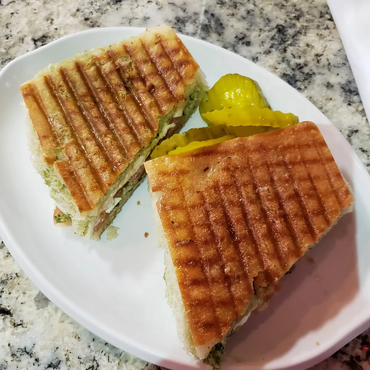 Mozzarella Tomato and Pesto Panini