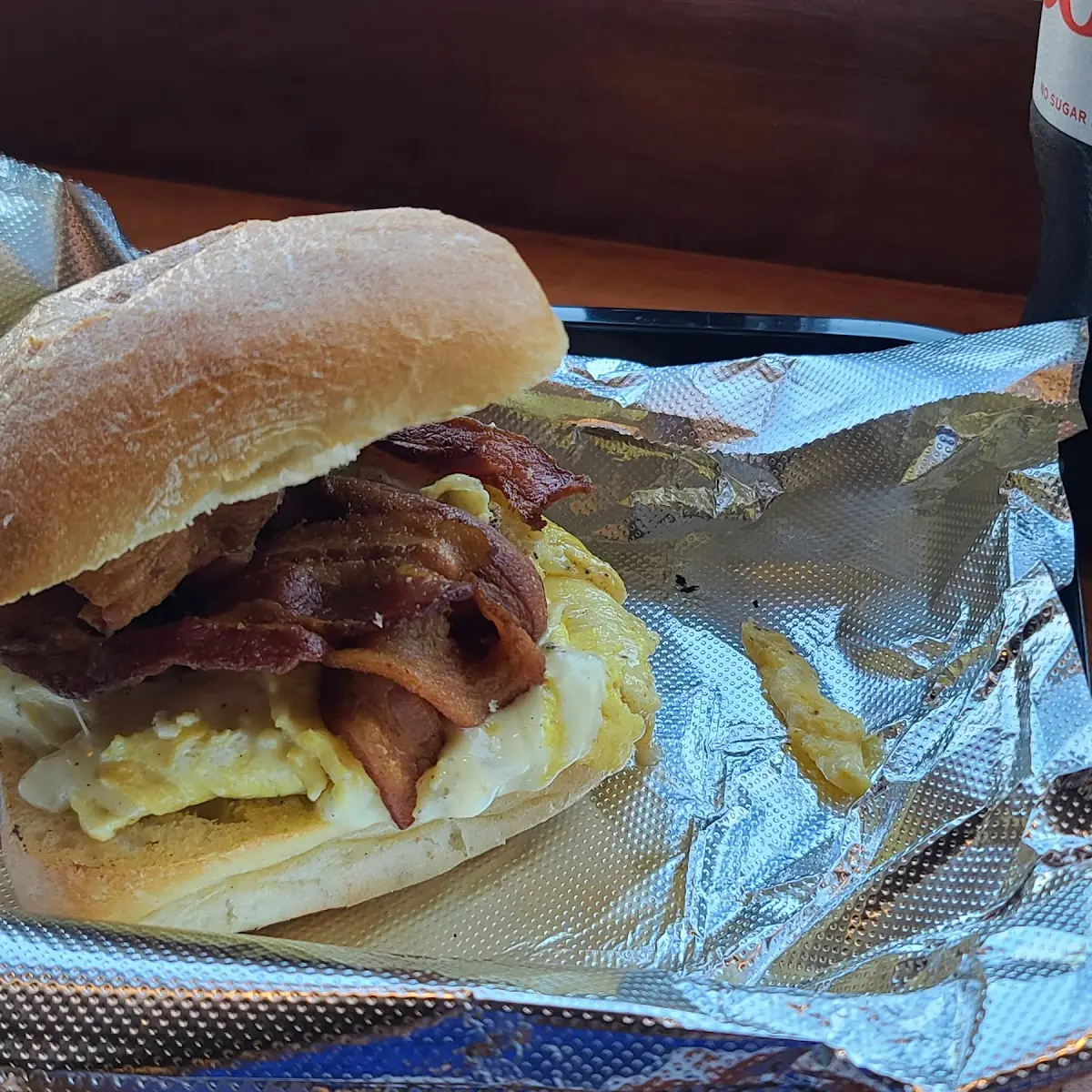 Bacon Egg and Cheese with Extra Bacon on Ciabatta