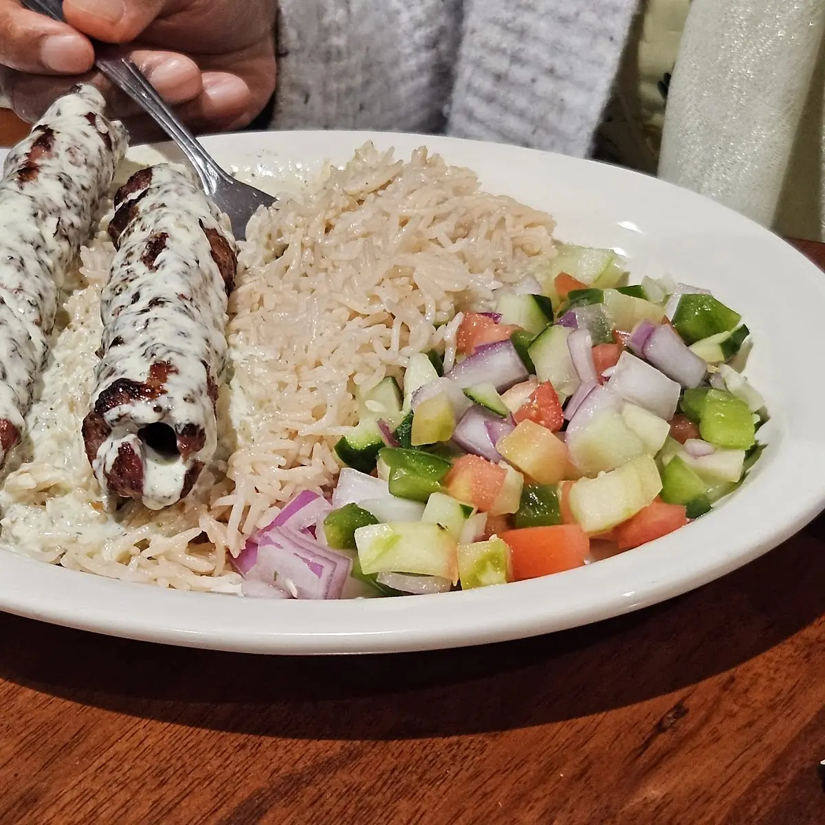 Lamb Skewers and Rice