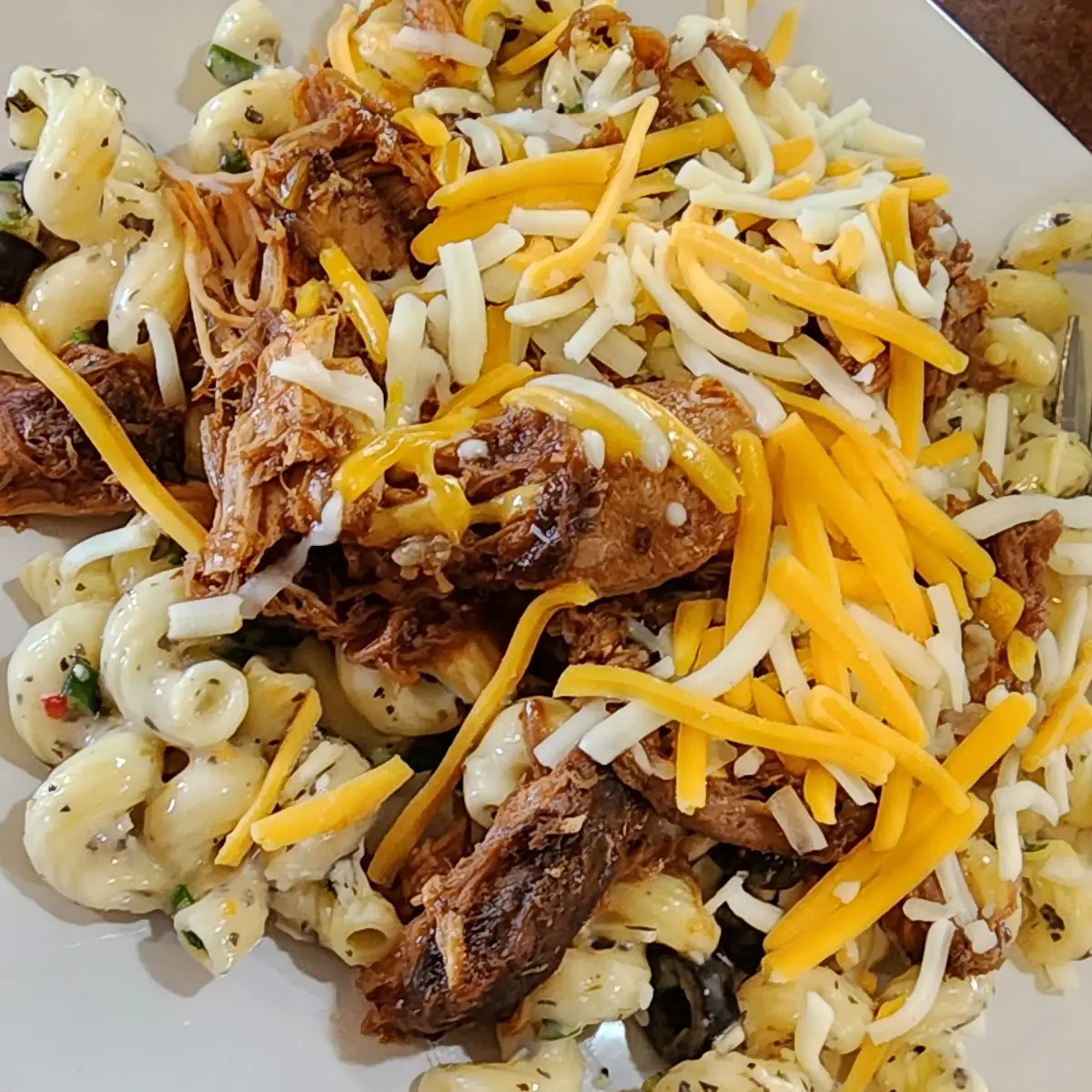 Pulled Pork Pasta Salad