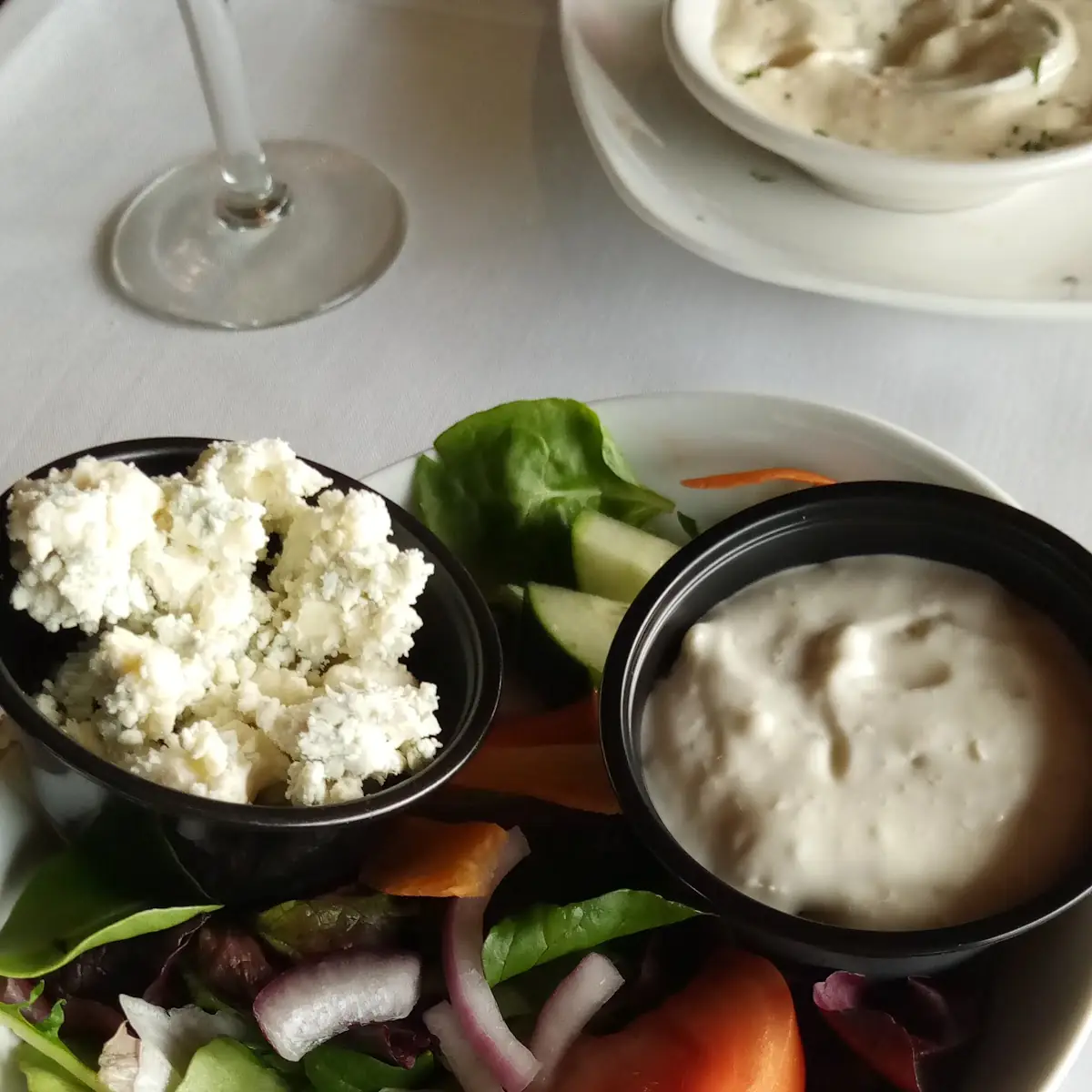 Salad with Both Blue Cheese Dressing and Crumbled Blue Cheese