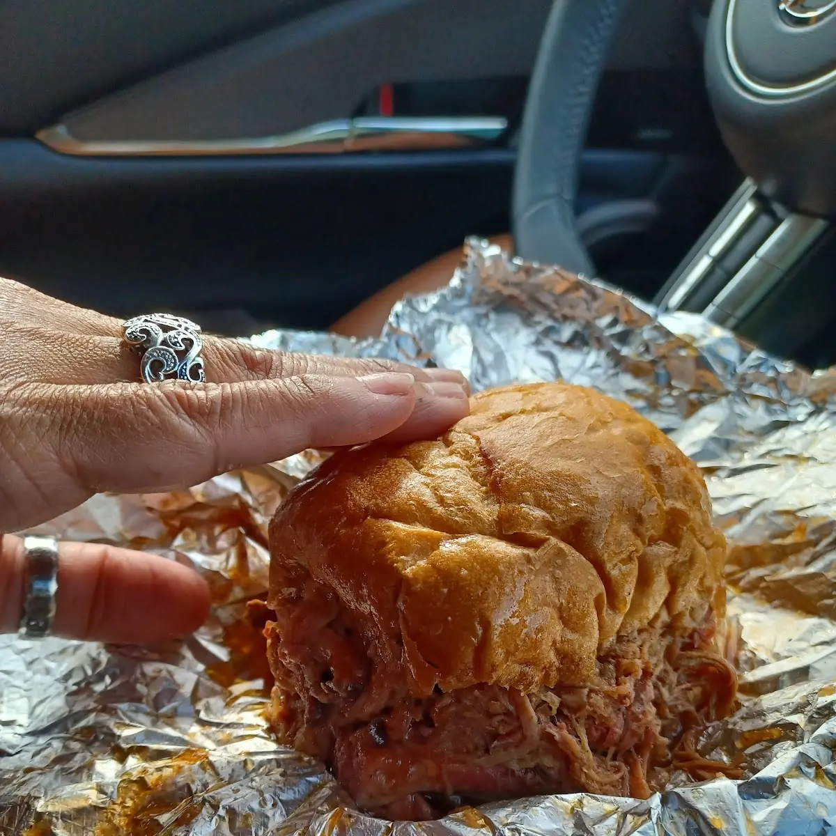50 50 Pulled Pork and Beef Brisket Sandwich