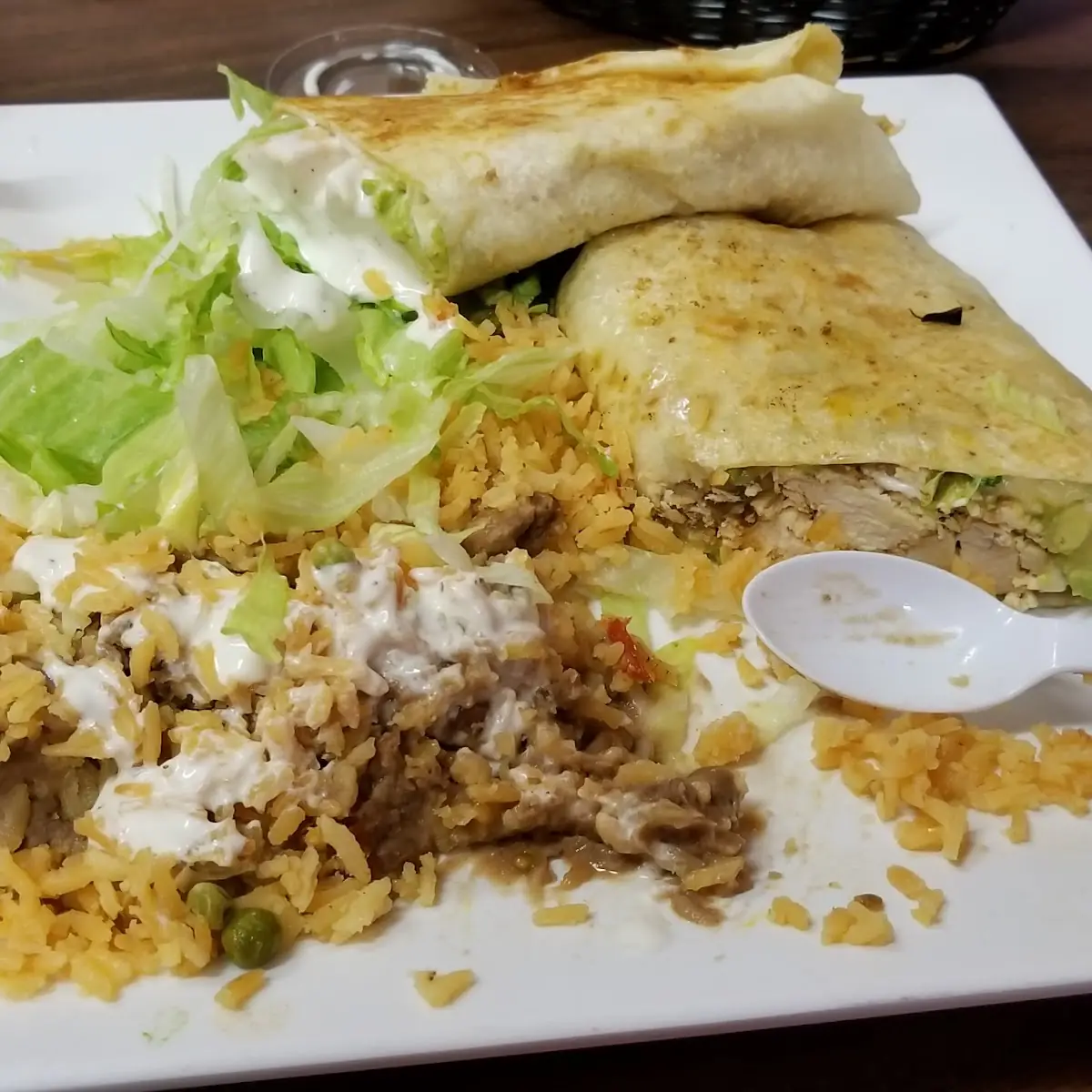 Chicken Burrito w Rice and Beans