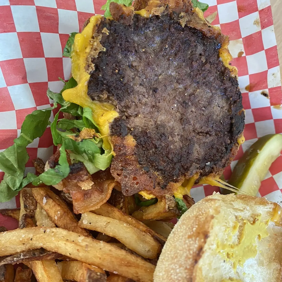 Bacon Cheddar Burger with Side