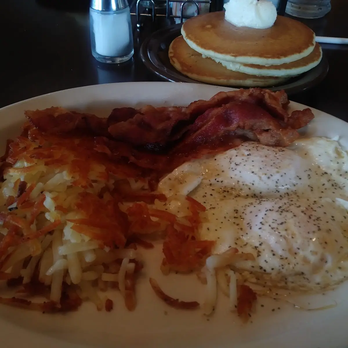 Hash Browns and Pancakes Breakfast