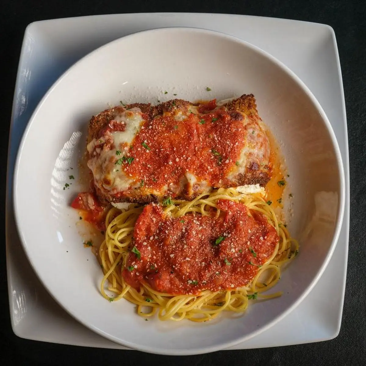 Veal Parmigiana w Marinara & Side Salad