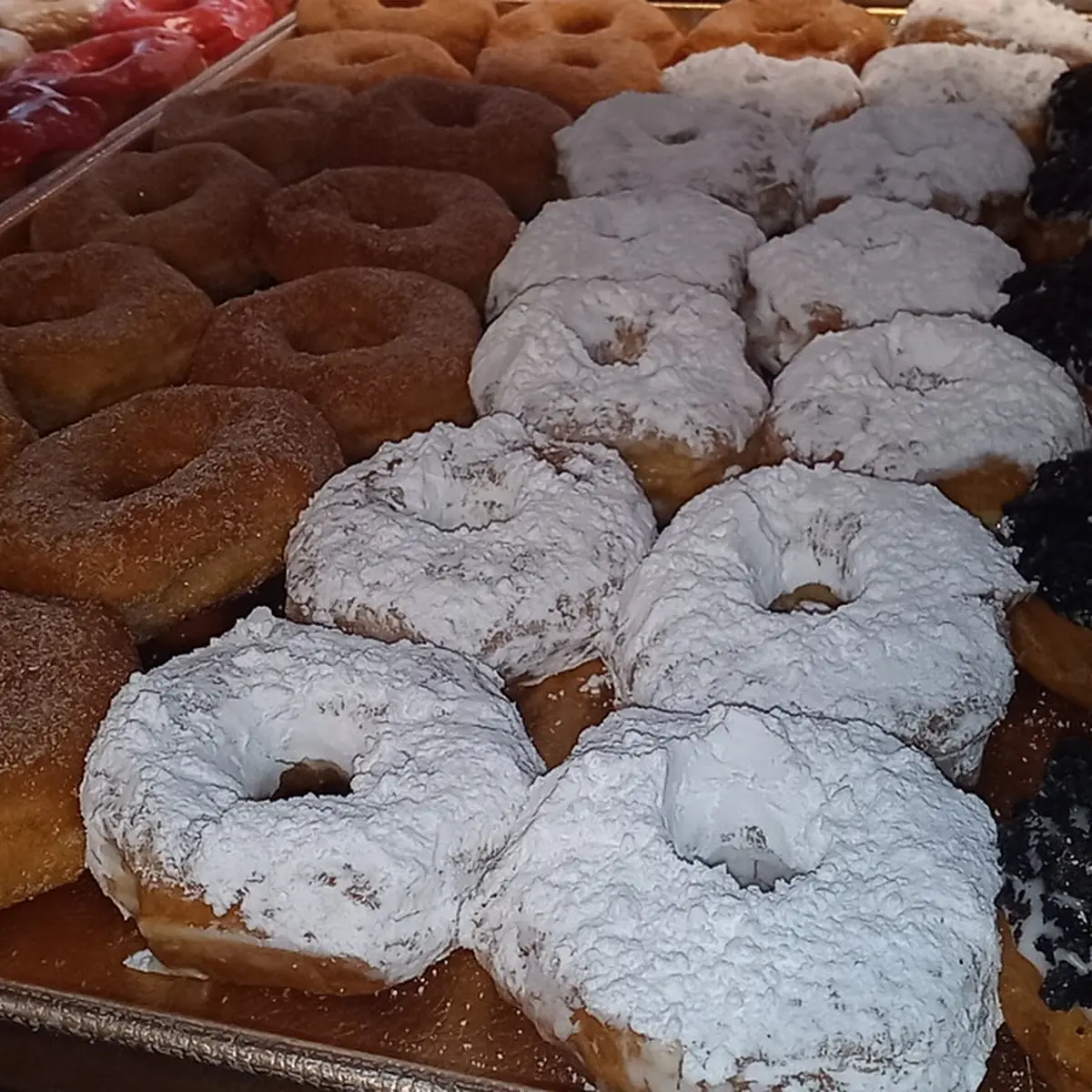 Cinnamon and Sugar Powdered and Cookie & Cream Doughnut