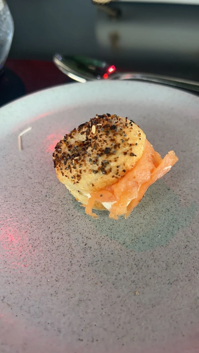 Mini Everything Bagel with Cream Cheese and Salmon