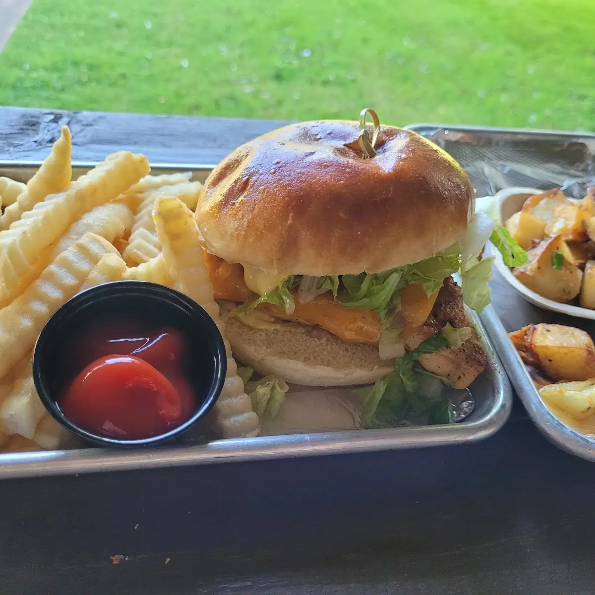 Cajun Chicken Sandwich and Fries