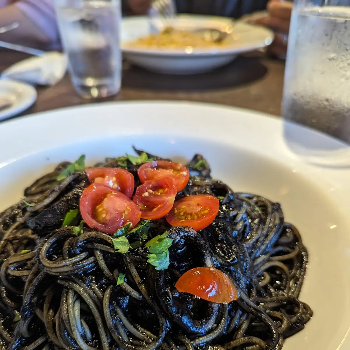 Squid Ink Spaghetti with Tomatoes