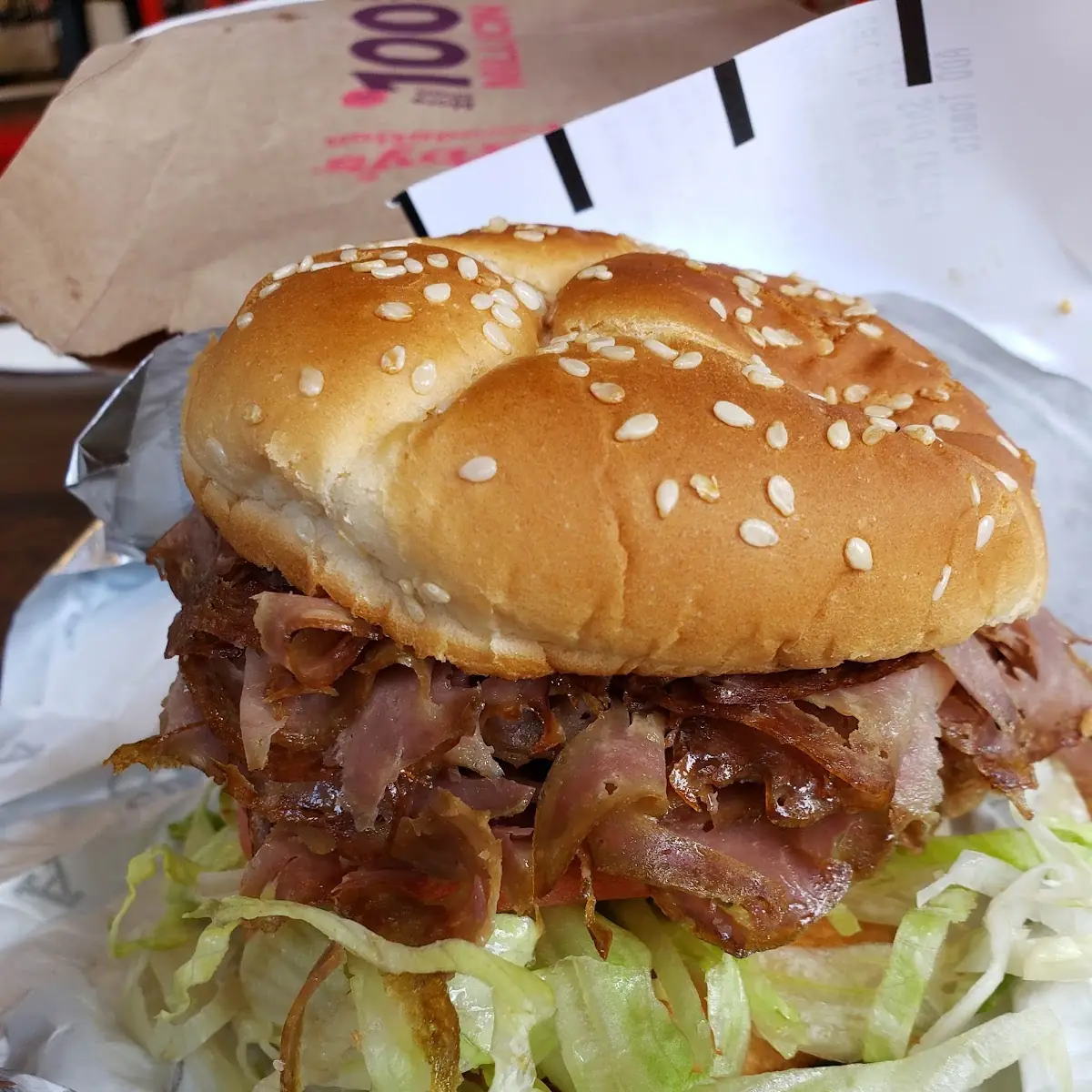 Medium Roast Beef Sandwich with Tomatoes and Lettuce