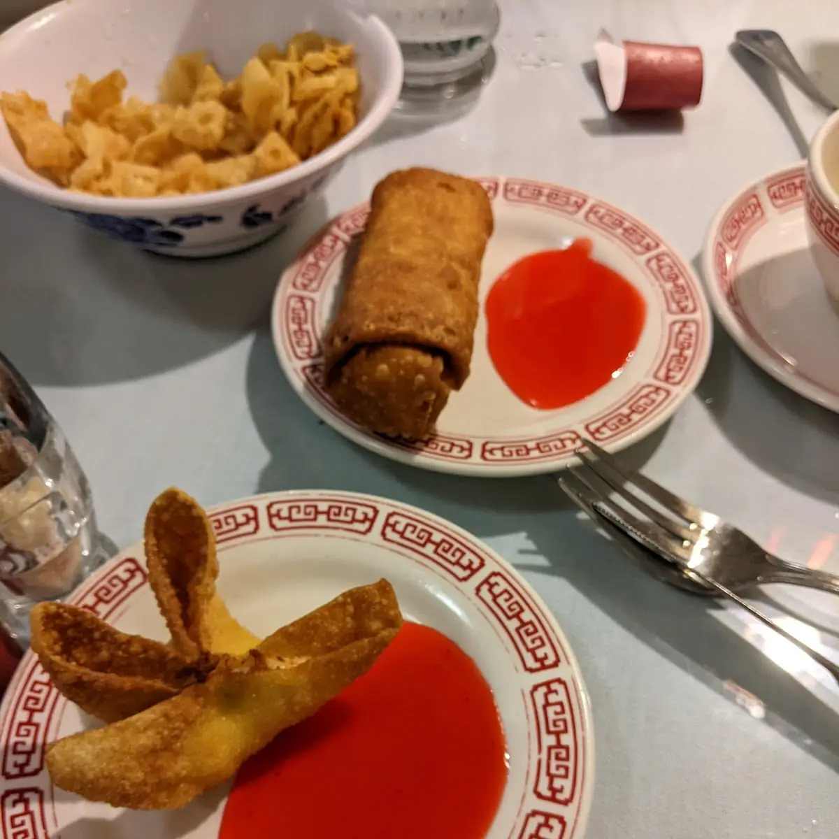 Crab Rangoon and Egg Rolls