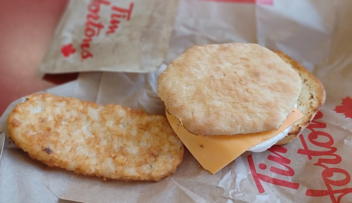 Egg and Biscuit Sandwich with Hash Browns