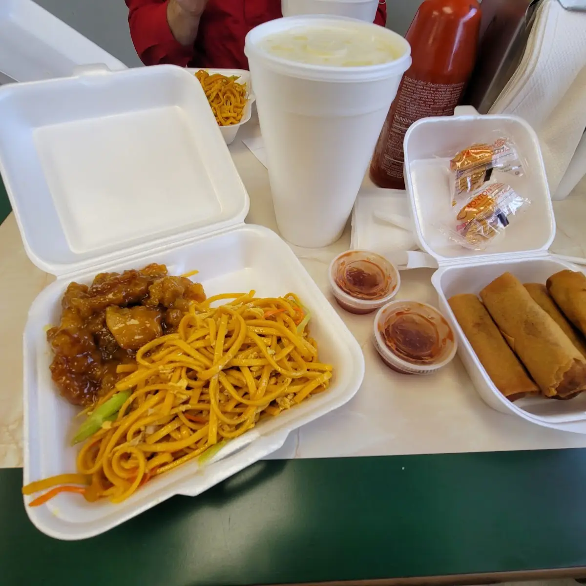 Orange Chicken Lo Mein Vegetable Egg Roll