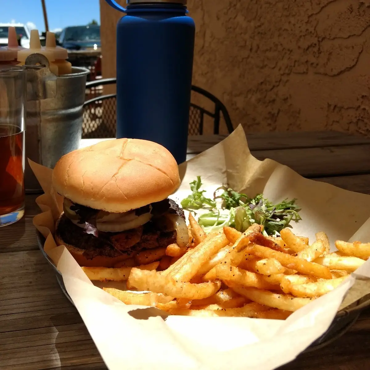 Burger and Fries with Cheese