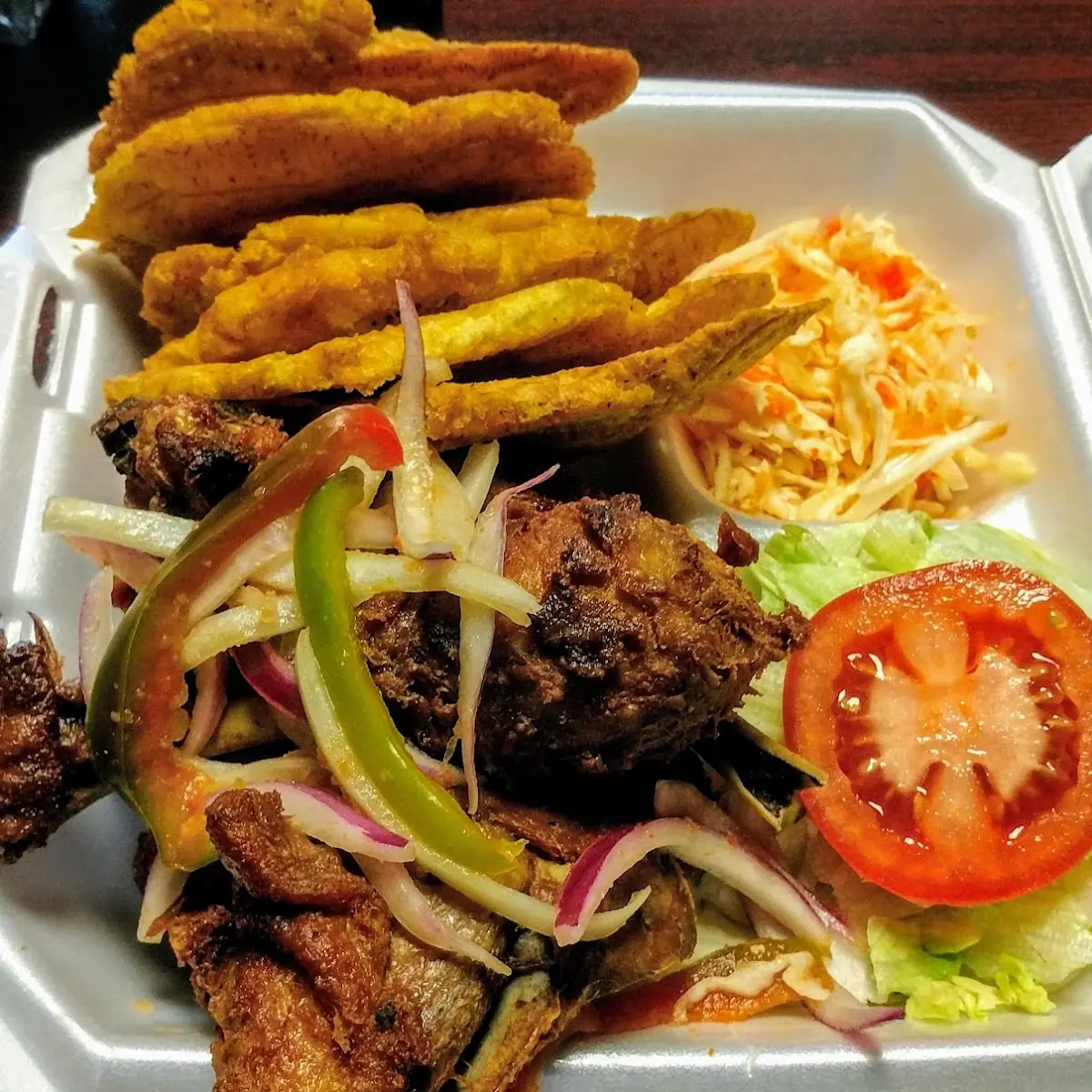 Fried Pork Simple Plantain Only Include Salad No Rice